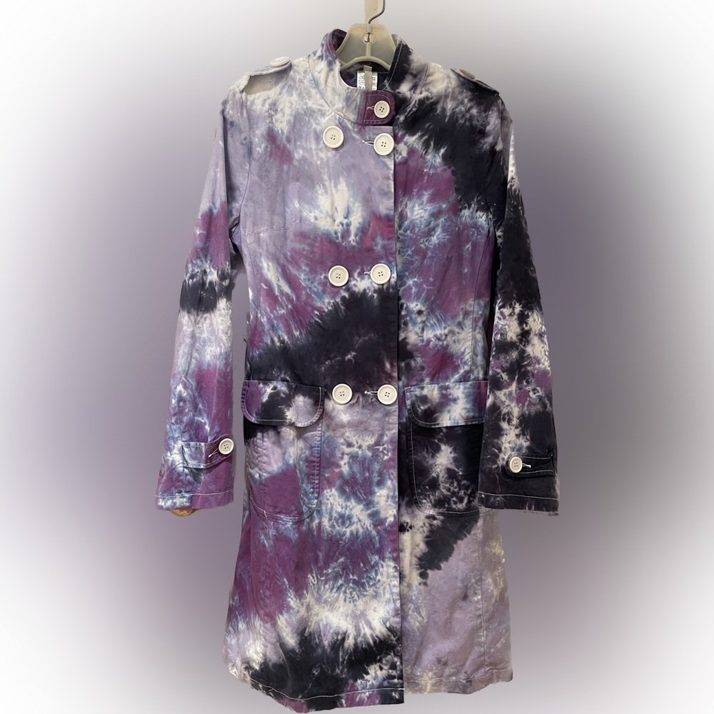 Cotton tie-dye cotton trench coat - perfect for spring